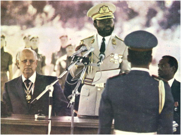 Machel speaking at Nkomati, 16 March 1984